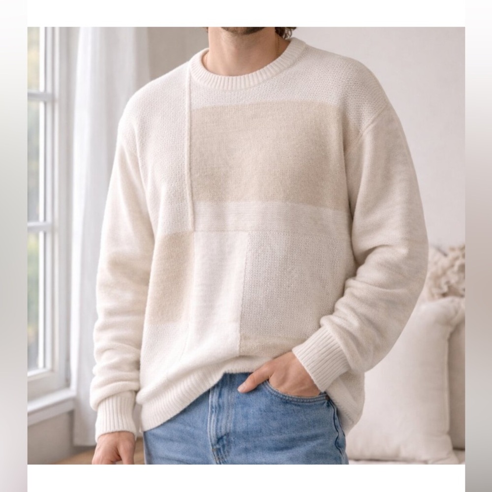 🎉 3/$15 Men's American Rag Cream Panel Sweater M